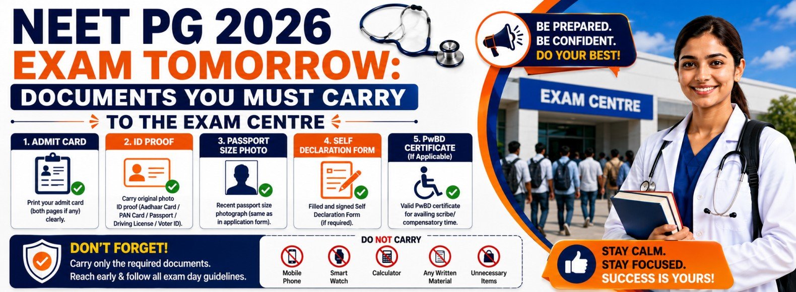 NEET PG 2026 Exam Tomorrow: Check Documents You Must Carry to the Examination Centre